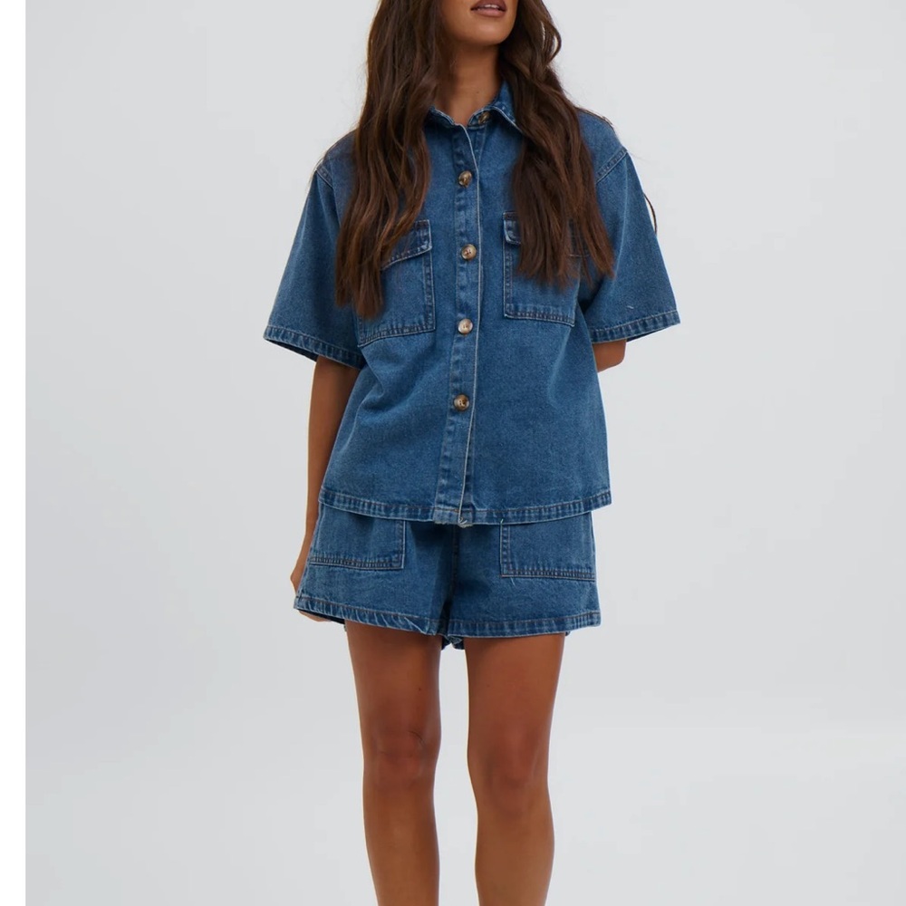 Bronze Snake DELANEY DENIM SET DARK BLUE Button-Up Shirt and Shorts Set